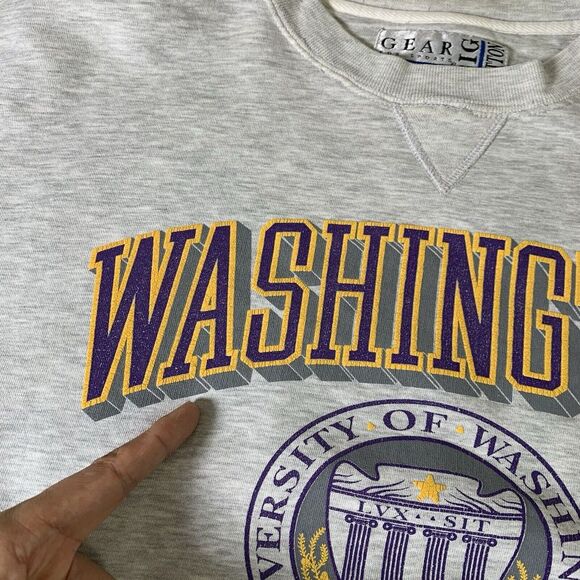 Vintage Washington Huskies Alumni Sweater Mens Small Pullover Crewneck Gray NCAA - Picture 8 of 15